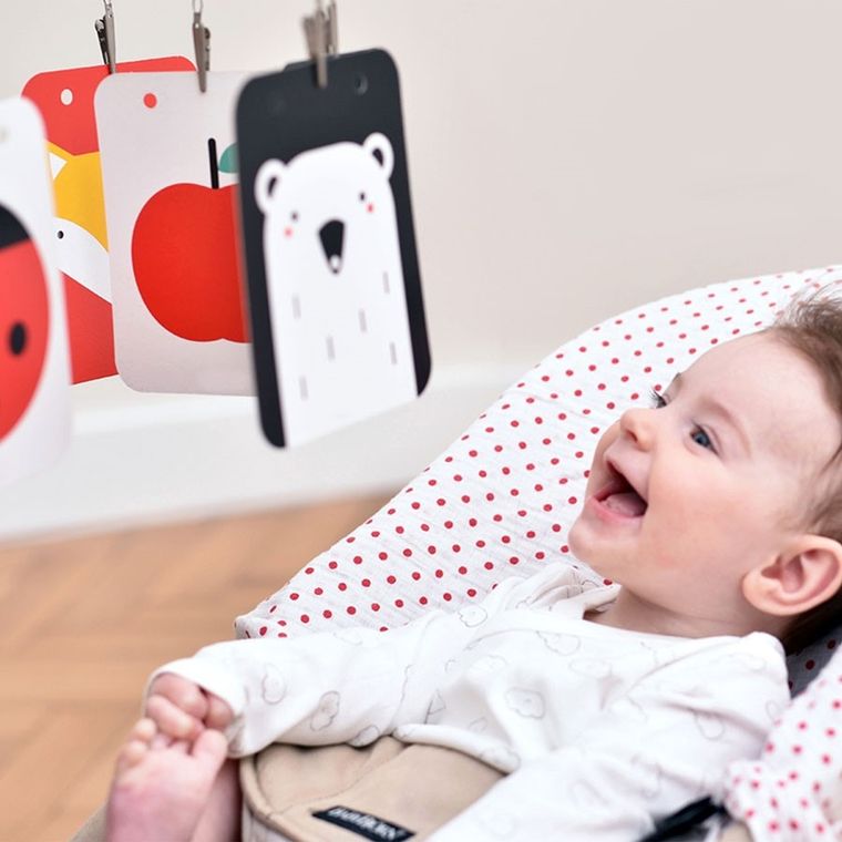 Banana Panda, High Contrast Baby Pack pentru bebelusi de la 0 luni+/3 luni+/6 luni+, set de 2 carti cu contrast, 7 carduri cu imagini cu doua fete si un ghid pentru parinti