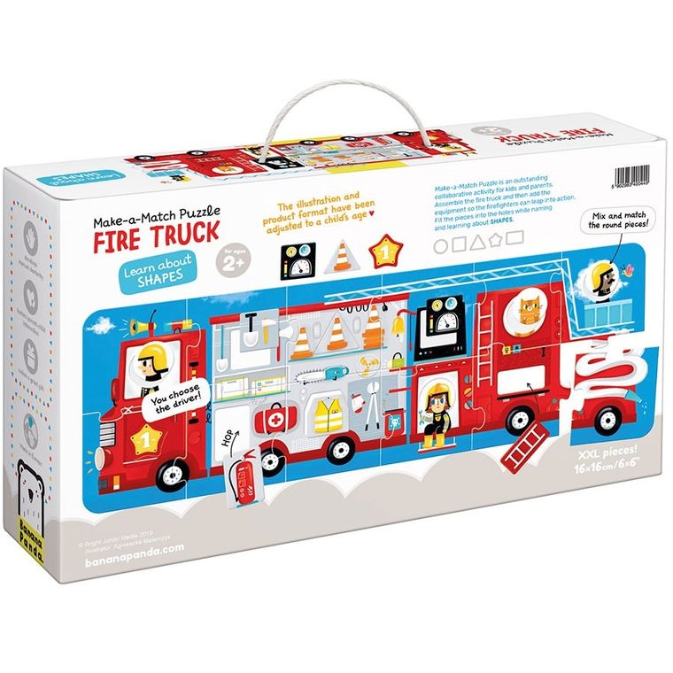 Banana Panda, Make-a-Match Puzzle Camion de pompieri, puzzle de podea, pentru varsta de 2+, 23 piese