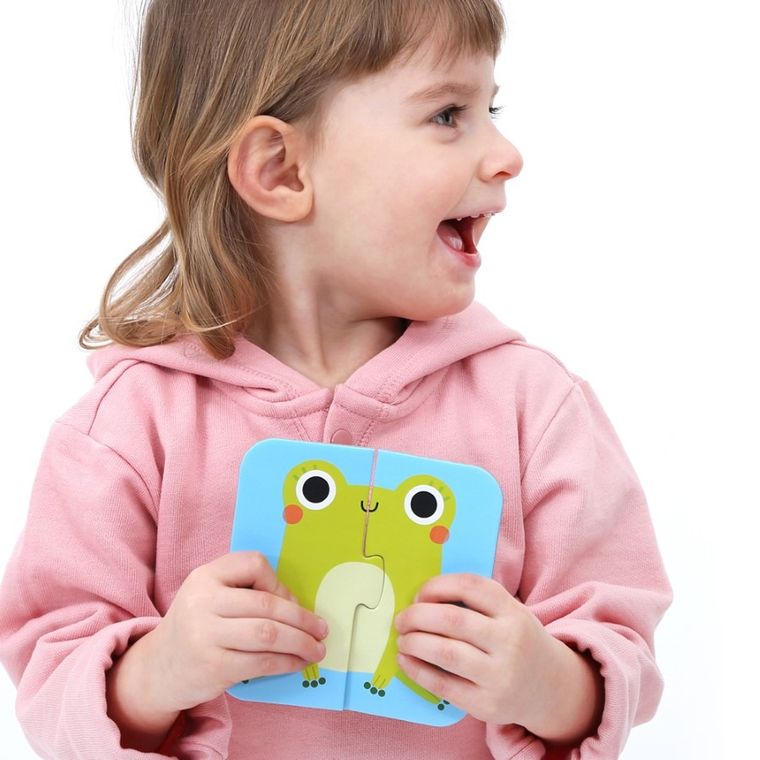 Banana Panda, On-the-Go Puzzle Jumatati de animalute, perechi de puzzle-uri, pentru varsta de 18 luni+, 16 piese