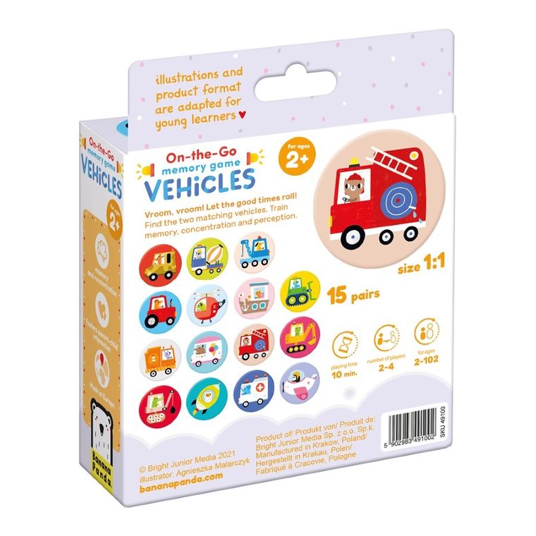 Banana Panda, On-the-Go, Vehicule, joc de memorie, pentru varsta de 2+, 30 piese