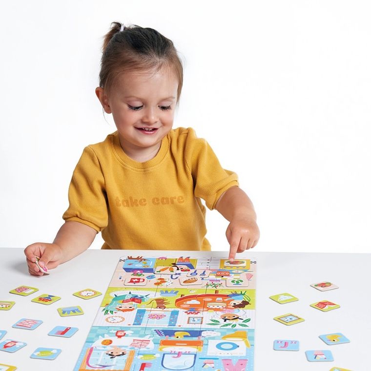 Banana Panda, Puzzle + Acasa, set de puzzle-uri, pentru varsta de 2+, 3+, 24 piese de puzzle, 32 placute suplimentare