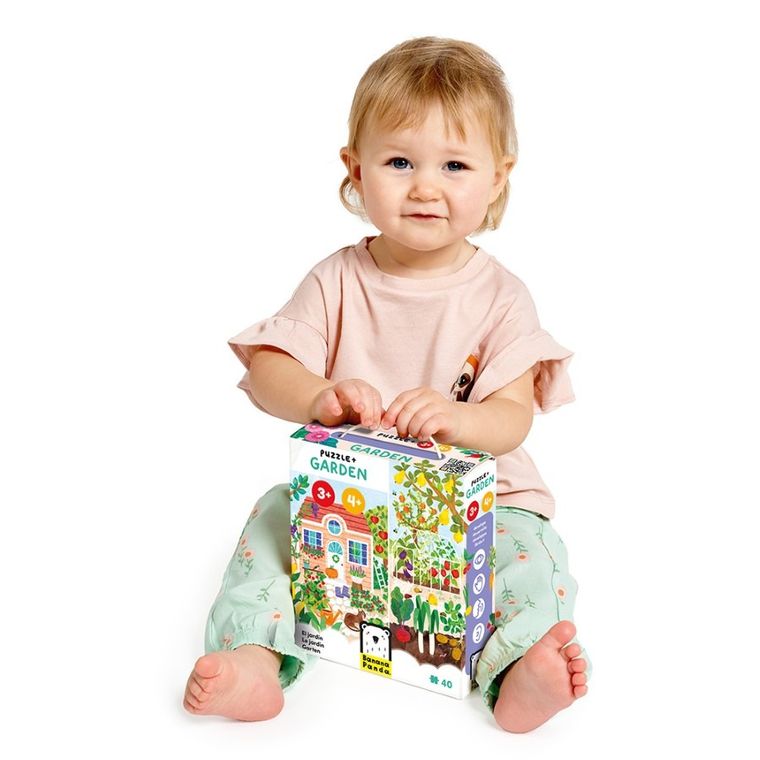 Banana Panda, Puzzle + Gradina, set de puzzle-uri, pentru varsta de 3+, 4+, 40 piese de puzzle, 32 placute suplimentare