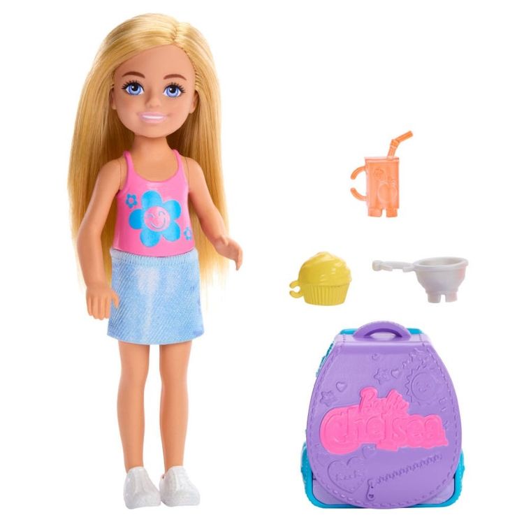 Barbie, Chelsea cu rucsac, Cupcake, set cu papusa si accesorii