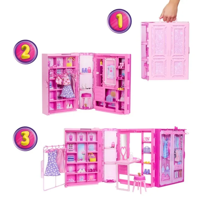 Barbie, Dream Closet 3.0, Casa de Barbie, set de joaca cu papusa si accesorii