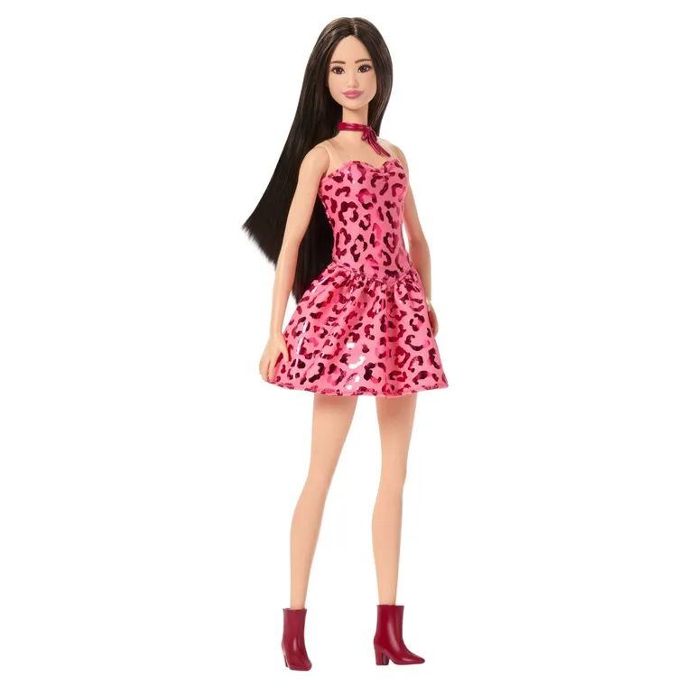 Barbie Fashionistas, Tinuta roz cu imprimeu leopard, papusa