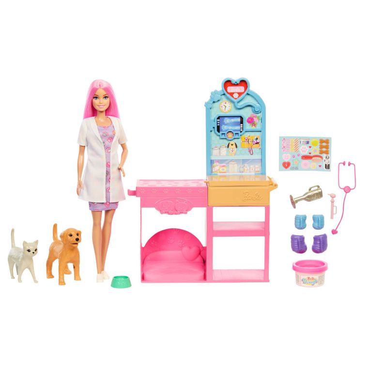 Barbie, Fast Cast Veterinarian Clinic, set de joaca cu papusa