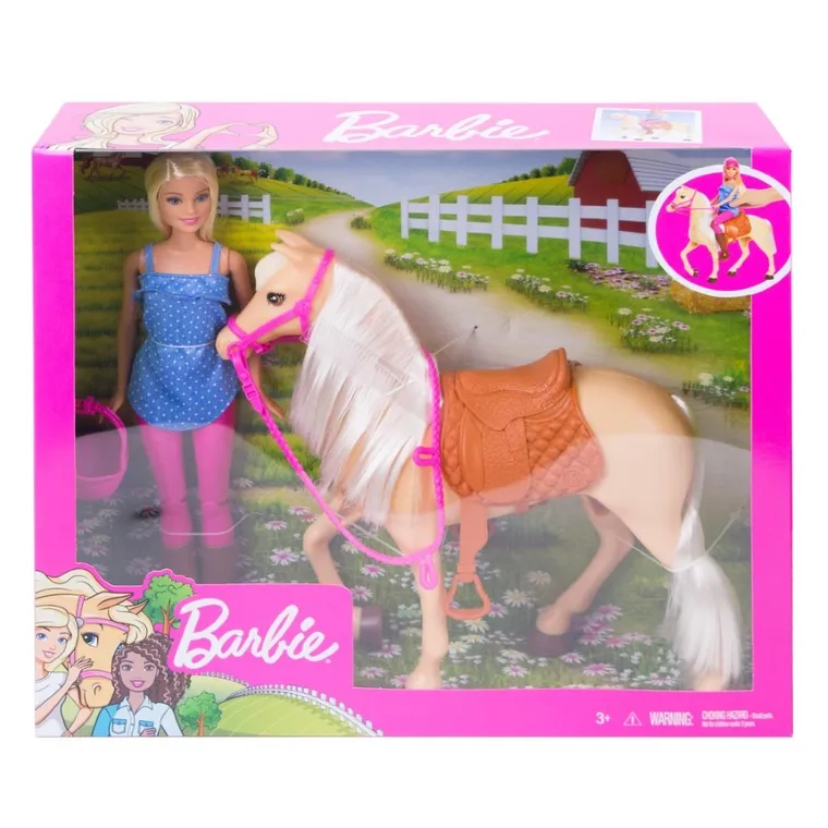 Barbie, papusa si cal, set de joaca