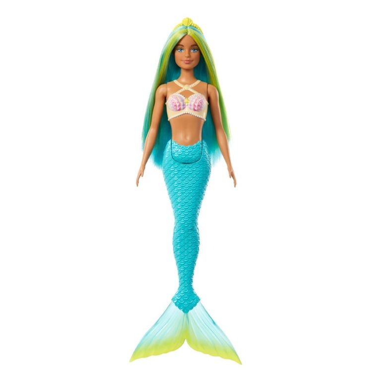 Barbie, papusa sirena, coada turcoaz