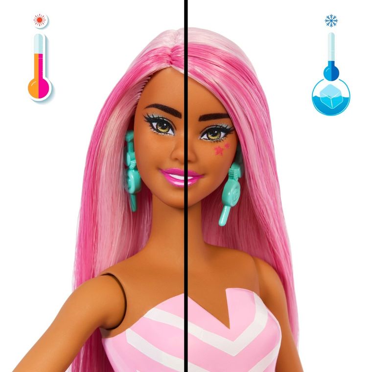 Barbie, Pop Reveal, Stylish Dessert, papusa cu accesorii, set roz