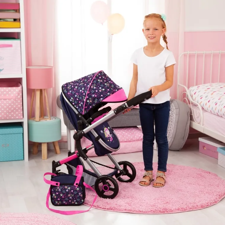 Bayer Design, Combi Neo Vario, carucior multifunctional pentru papusi, bleumarin-roz