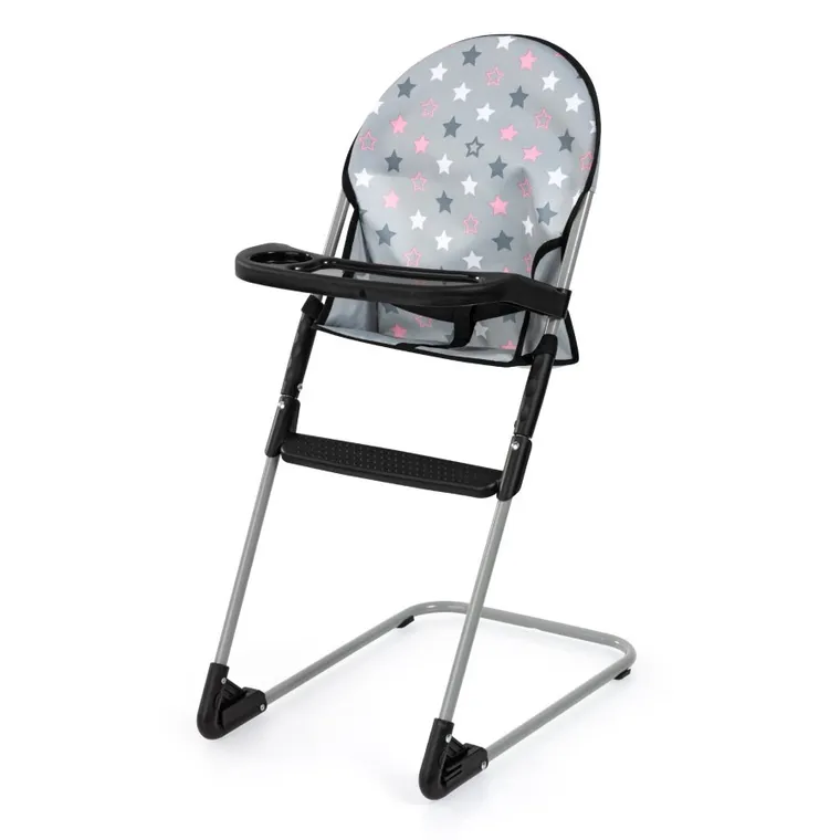 Bayer Design, Cosy, carucior multifunctional pentru papusi, set cu geanta si scaunel, gri cu stelute