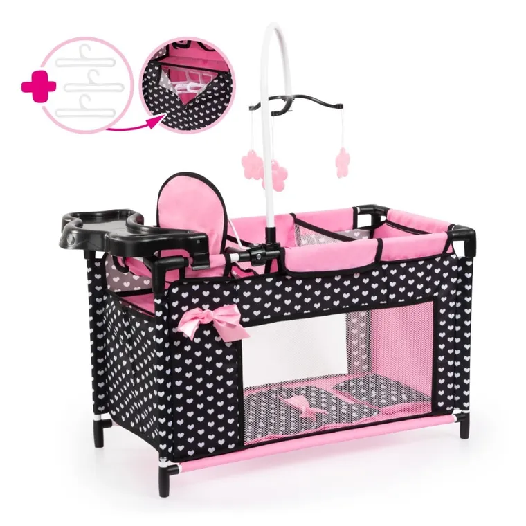 Bayer Design, Multi Bed, patut pentru papusi, negru-roz