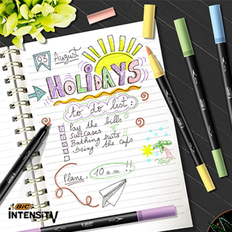 Bic, Intensity Dual Tip Pastel, marker dublu, 6 buc.