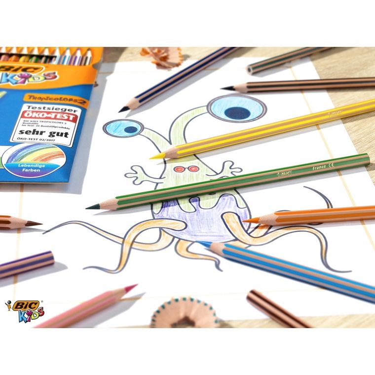 Bic, Kids, Evolution Stripes, creioane colorate, 18 culori
