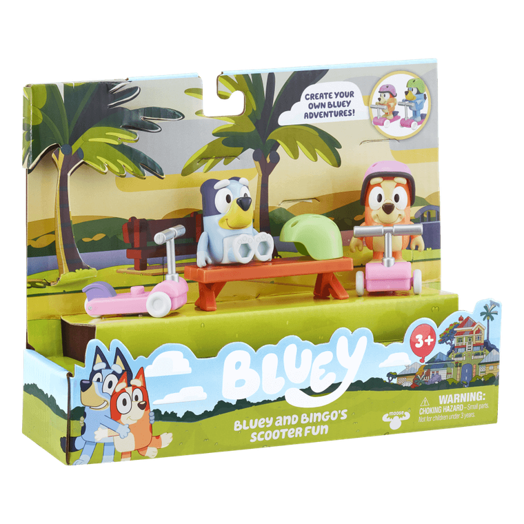 Bluey, Mersul pe trotineta, set cu figurine si accesorii