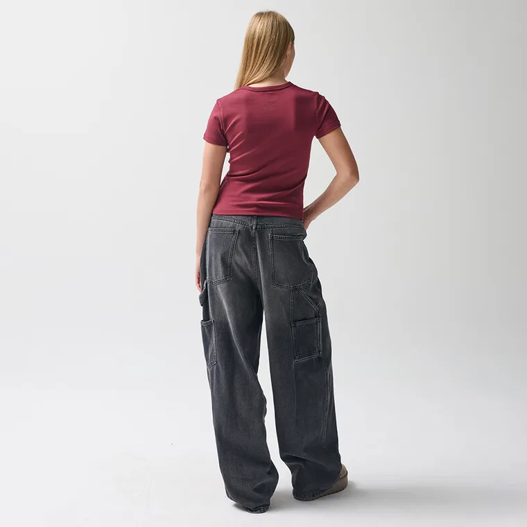 Blugi ajustabili cenusii-negri cu croiala super baggy unisex NOWEAR