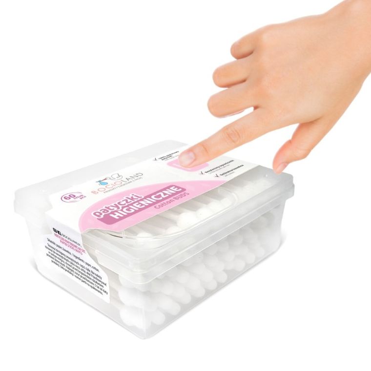 Bocioland, betisoare de urechi din bumbac cu opritor, 60 buc.