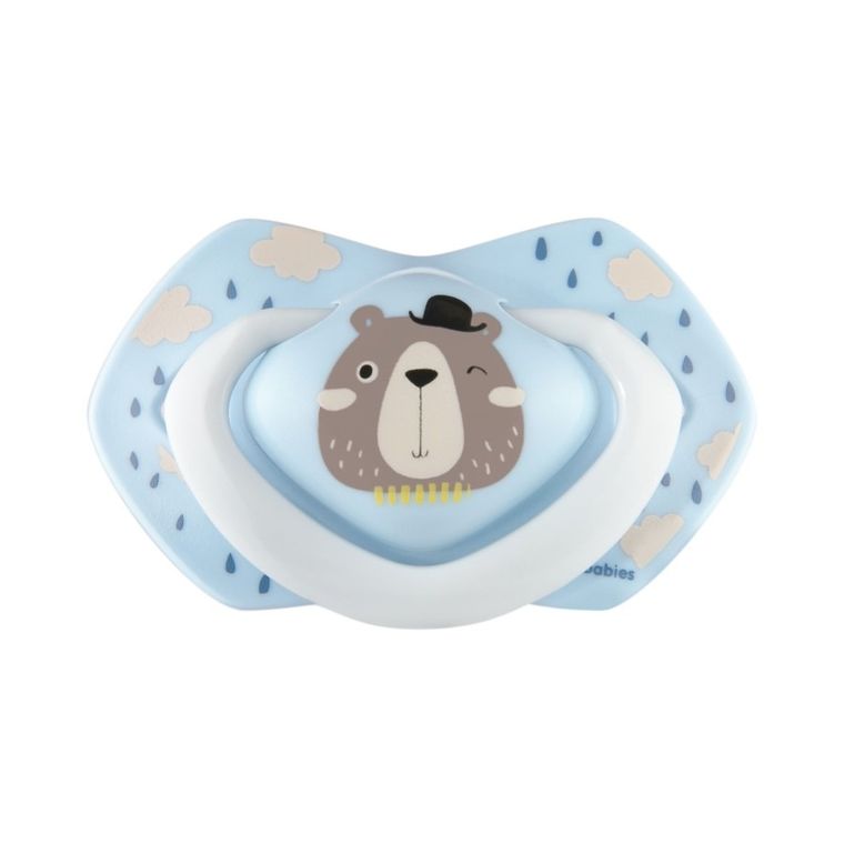 Canpol babies, Bonjour Paris, suzeta din silicon, simetrica, 6-18m, 2 buc., albastru