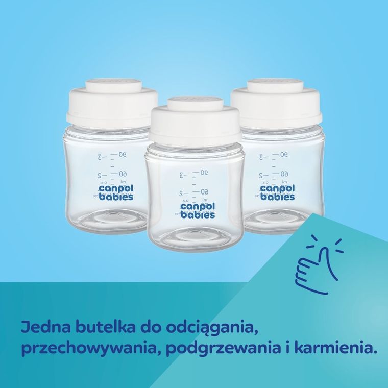 Canpol babies, set de sticle pentru stocarea laptelui matern si hranei, 120 ml, 3 buc.