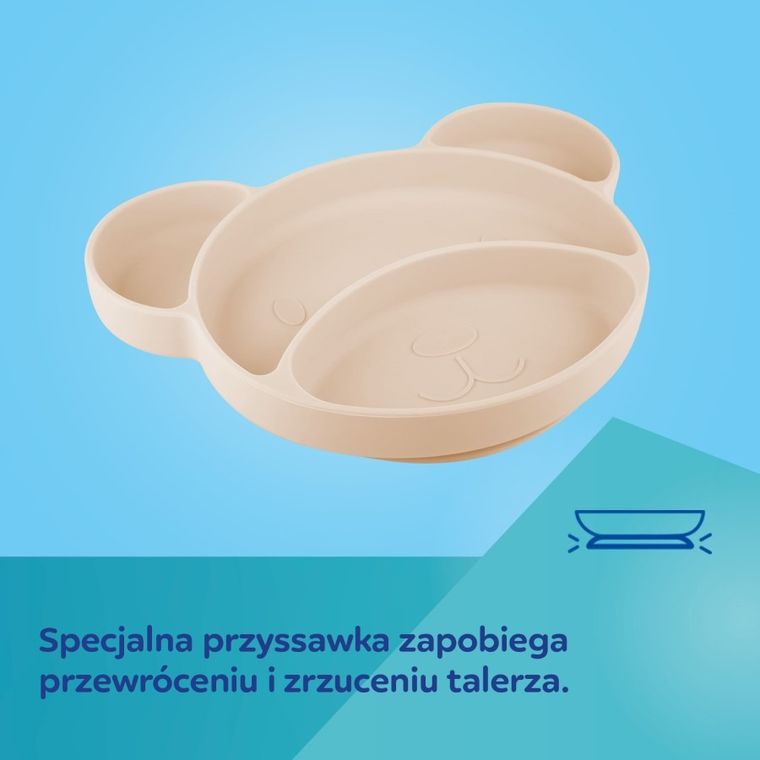 Canpol babies, Ursulet, farfurie din silicon cu ventuza, verde