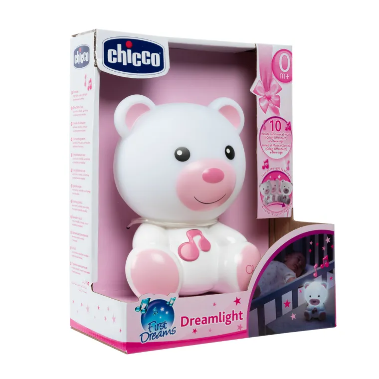 Chicco, First Dreams, lampa de noapte, Ursulet, roz