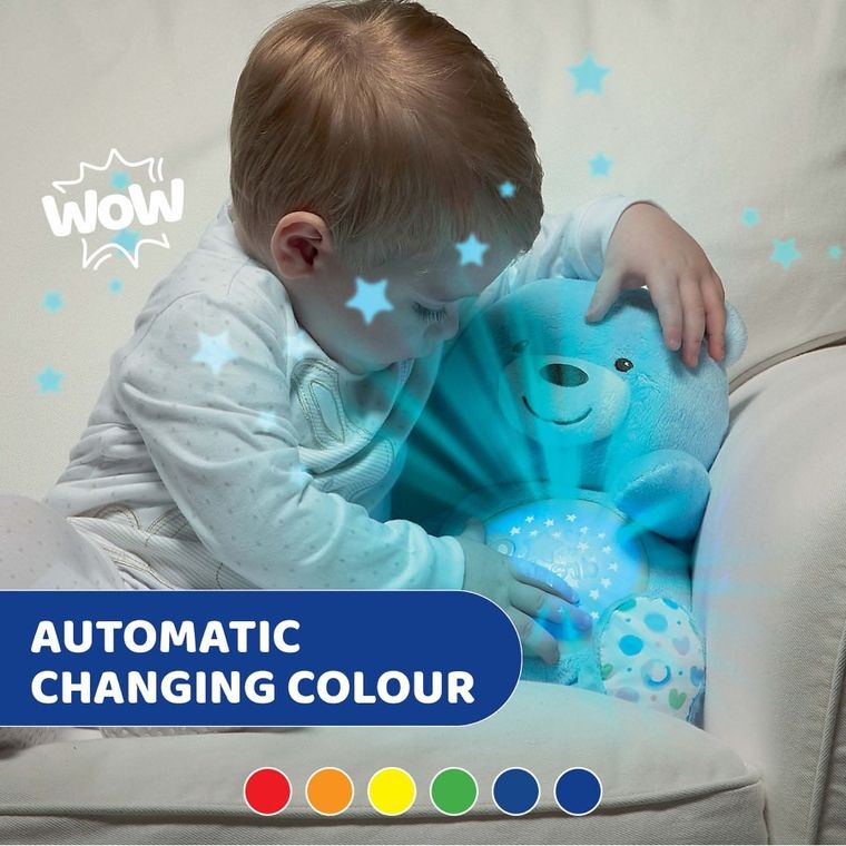Chicco, First Dreams, Ursulet cu proiector, albastru