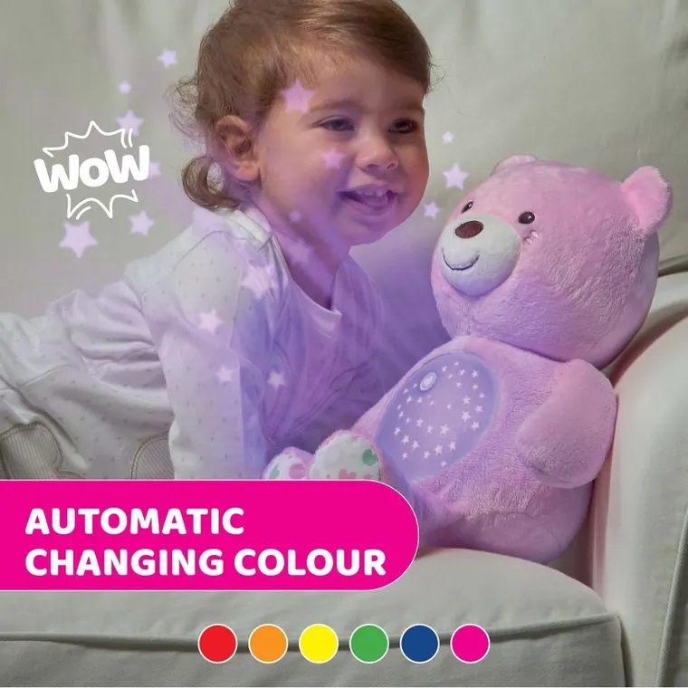 Chicco, First Dreams, Ursulet cu proiector, roz