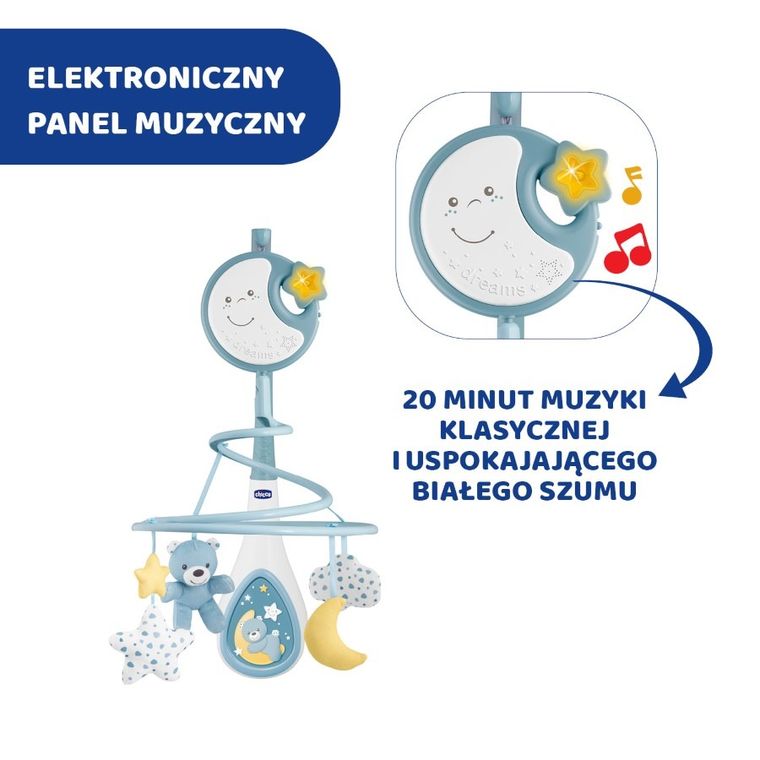 Chicco, Next2Dreams, Carusel pentru patut 3in1, albastru