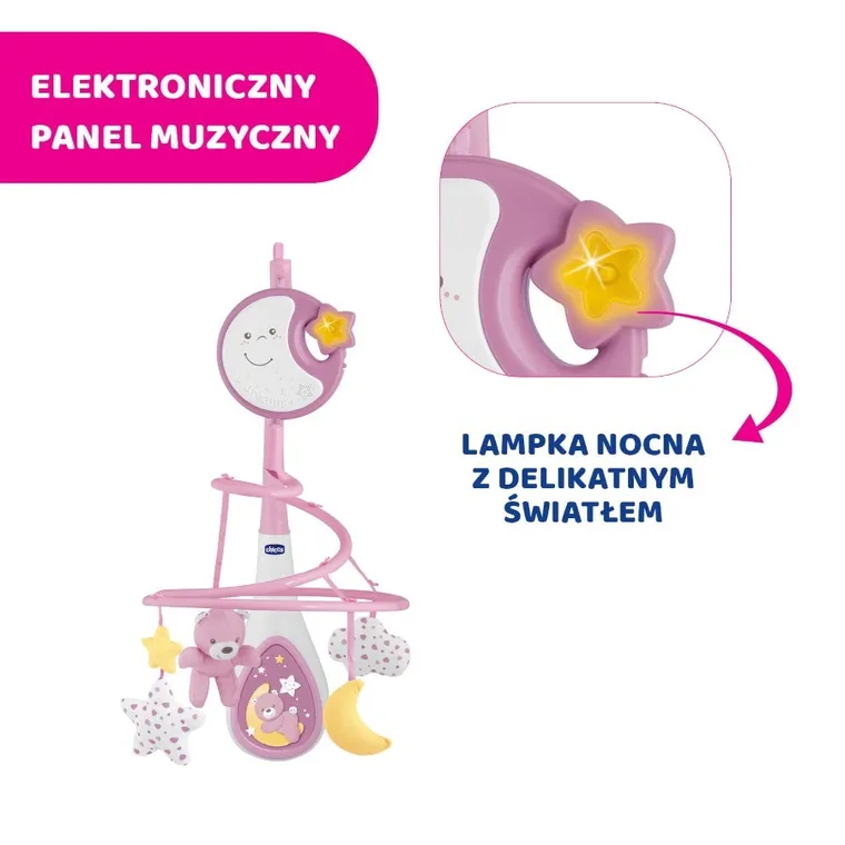 Chicco, Next2Dreams, Carusel pentru patut 3in1, roz