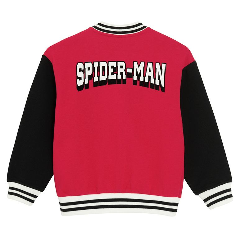Cool Club, Bluza bejsbolówka chłopięca, cu capse, rosu, imprimeu Spider-Man