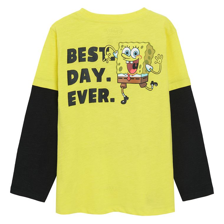 Cool Club, Bluza cu maneca lunga pentru baieti, galben-negru, imprimeu SpongeBob
