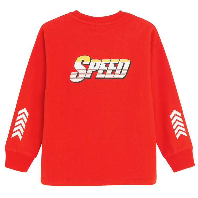 Cool Club, Bluza cu maneca lunga pentru baieti, rosu, imprimeu Hot Wheels