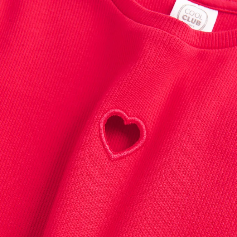Cool Club, Bluza cu maneca lunga pentru fete, din tricot striat, rosu
