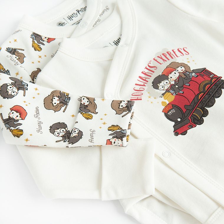 Cool Club, Body cu maneca lunga pentru bebelusi, ecru, imprimeu Harry Potter, set, 2 buc.