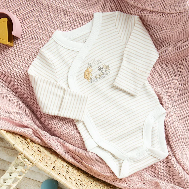 Cool Club, Body cu maneca lunga pentru fete, alb, imprimeu Winnie the Pooh, set, 2 buc.