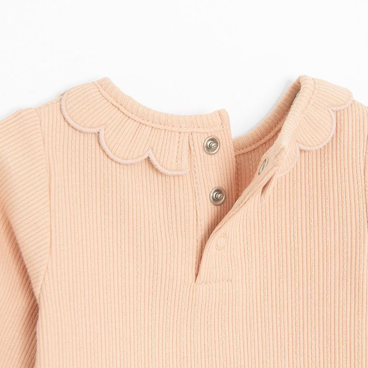 Cool Club, Body cu maneca lunga pentru fete, din tricot striat, roz