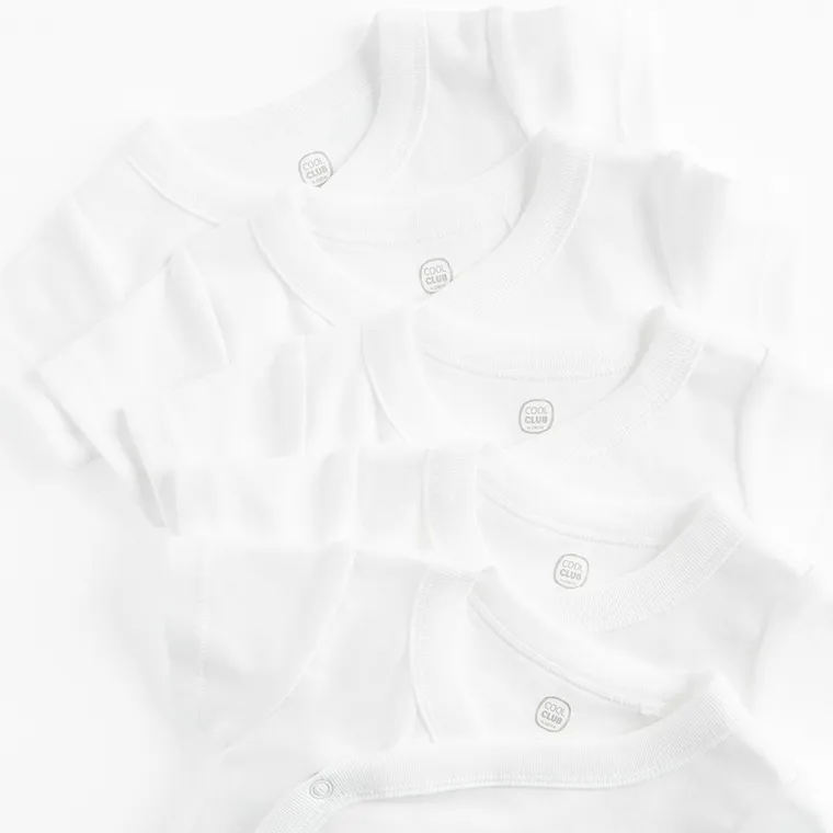 Cool Club, Body cu maneca scurta pentru bebelusi, alb, set, 5 buc.