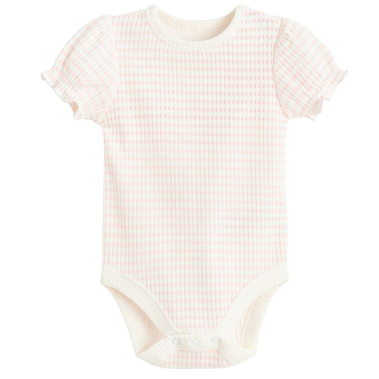 Cool Club, Body cu maneca scurta pentru fete, din tricot striat, roz, set, 2 buc.