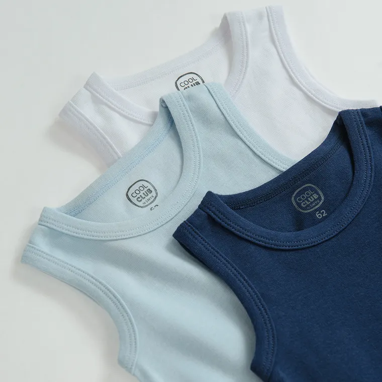 Cool Club, Body fara maneci pentru baieti, albastru, alb, set, 3 buc.
