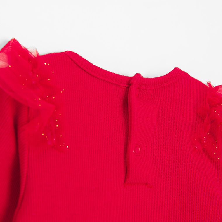 Cool Club, Body-rochie cu maneca lunga pentru fete, rosu