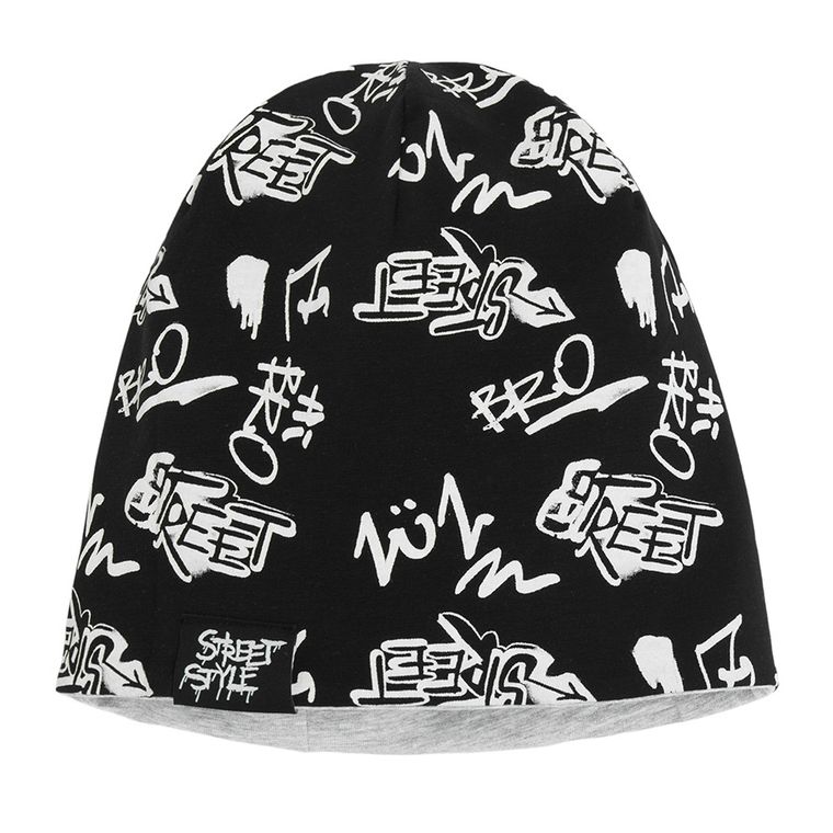 Cool Club, Caciula pentru baieti, cu doua fete, negru-gri