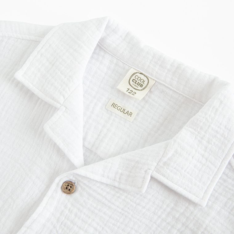 Cool Club, Camasa cu maneca scurta pentru baieti, regular, muselina, alb