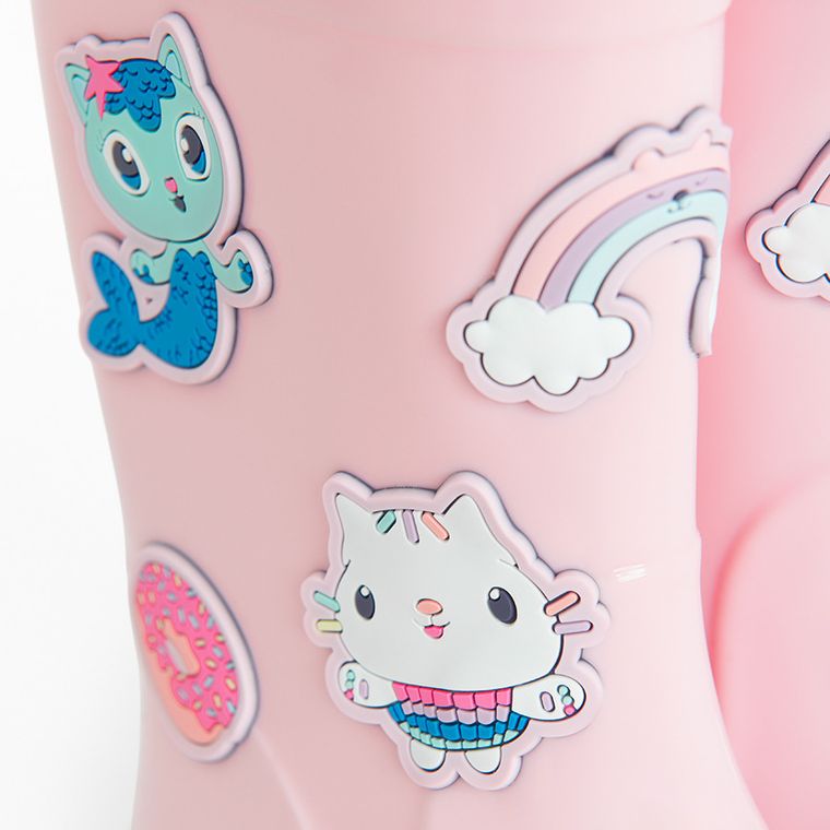 Cool Club, Cizme de cauciuc pentru fete, roz, talpa Barefoot, imprimeu Gabby's Dollhouse