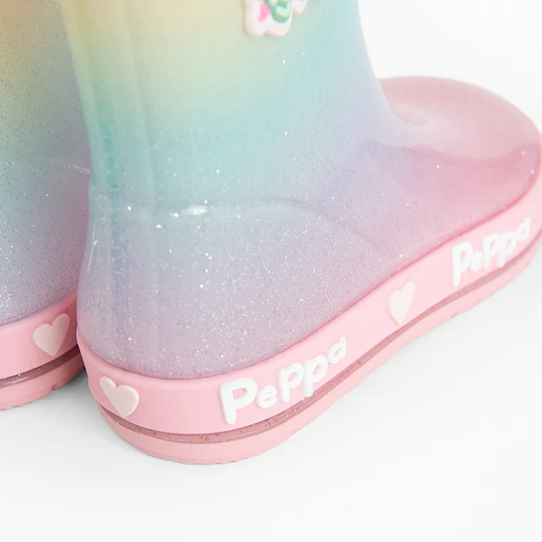 Cool Club, Cizme de cauciuc pentru fete, roz, talpa Barefoot, imprimeu Peppa Pig