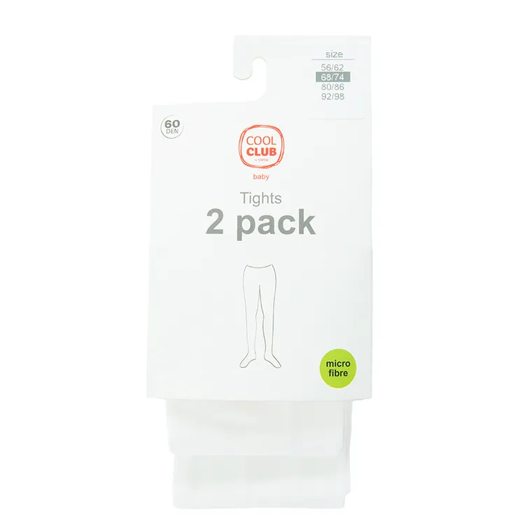 Cool Club, Dresuri pentru fete, alb, microfibra, 60 DEN, set, 2 buc.