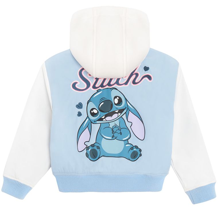 Cool Club, Geaca de baseball cu gluga pentru fete, albastru, imprimeu Lilo si Stitch