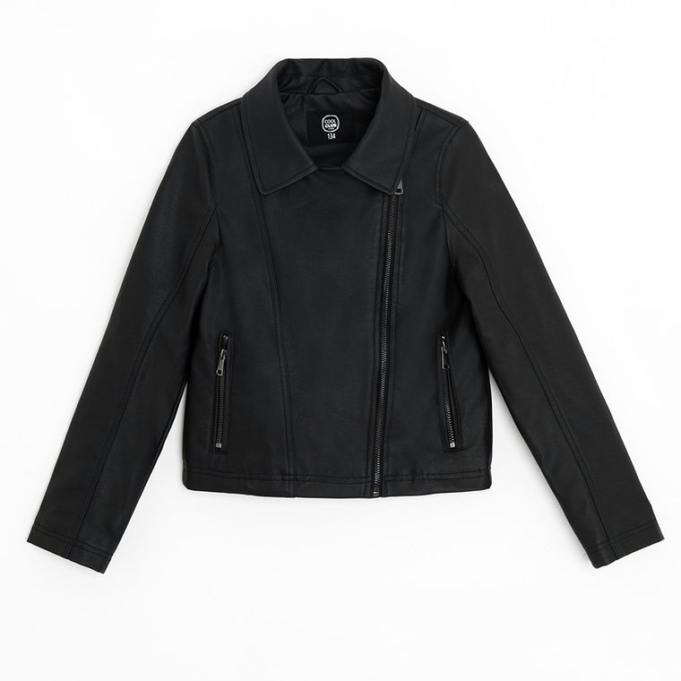 Cool Club, Geaca de motociclist din piele ecologica, pentru fete, negru