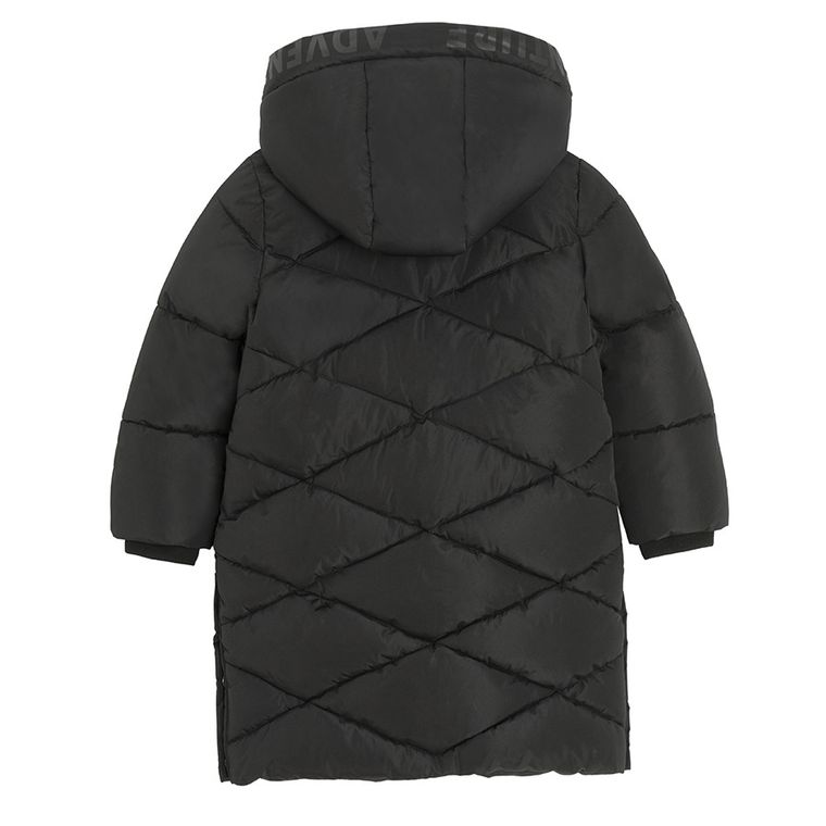 Cool Club, Geaca lunga cu gluga pentru fete, calduroasa, negru