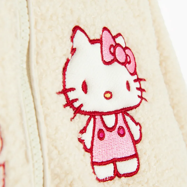 Cool Club, Geaca pentru fete, cu fermoar, ecru, imprimeu Hello Kitty