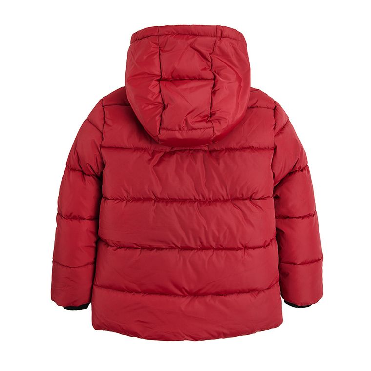 Cool Club, Geaca rosie matlasata cu gluga pentru baieti, calduroasa